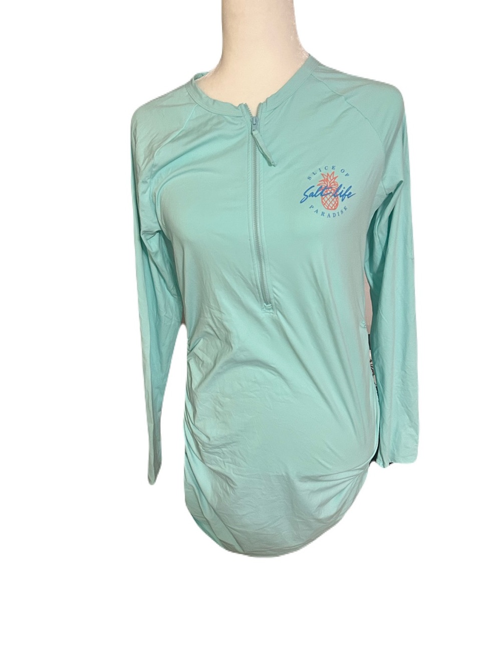 Salt Life SLX size Large Half zip rash guard swim coverup with ruched sides